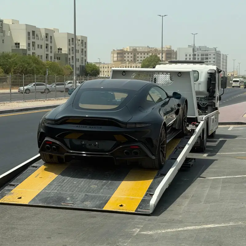 Loading a non-running vehicle for breakdown recovery in Dubai